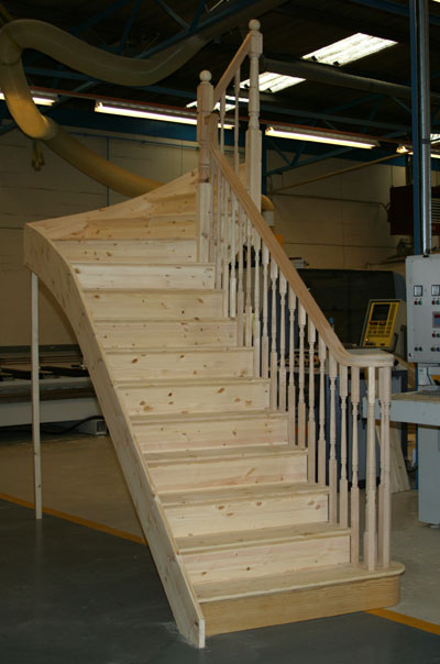 Pine Cut String Winder Staircase