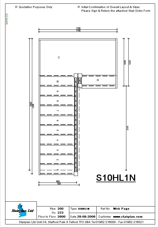 S10HL1N Half landing staircase