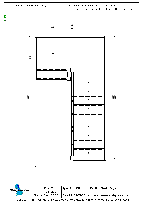 S1HL10N Half landing staircase