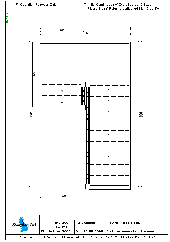 S2HL9N Half landing staircase