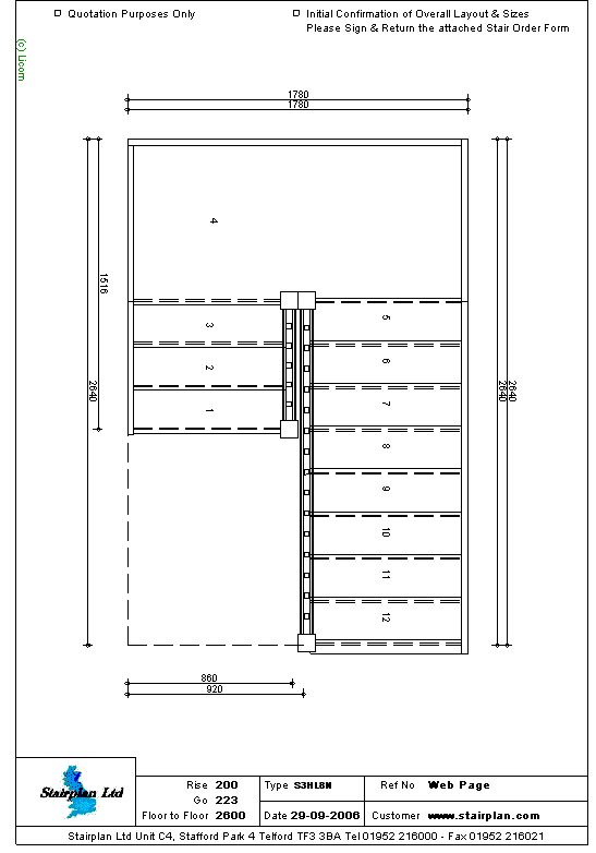 S3HL8N Half landing staircase