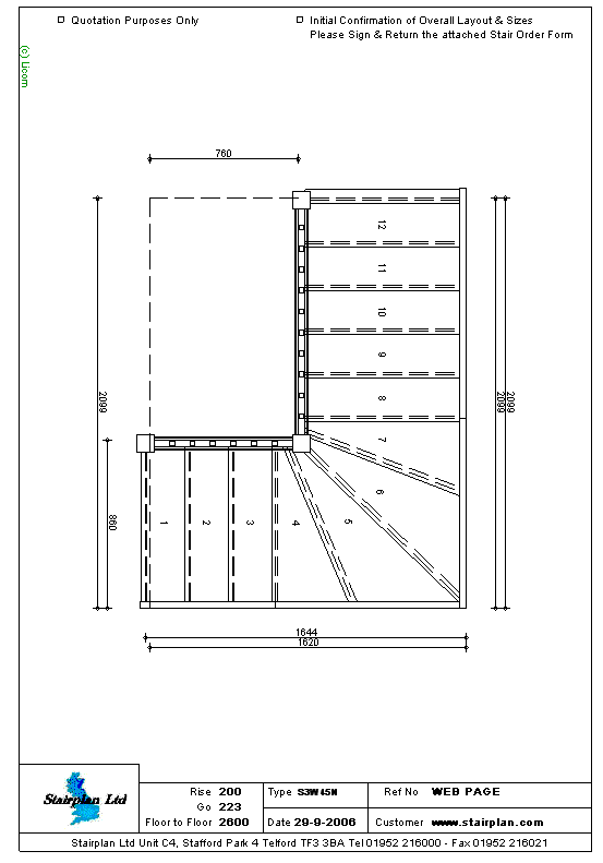 S3W45N 4 Tread Winder Staircase