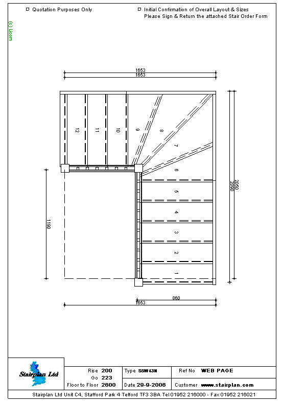 S5W43N 4 Tread Winder Staircase