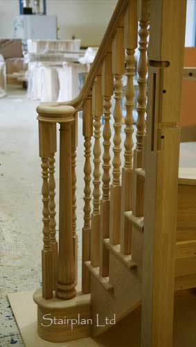 Oak Cut String Staircase with the Ascending volute