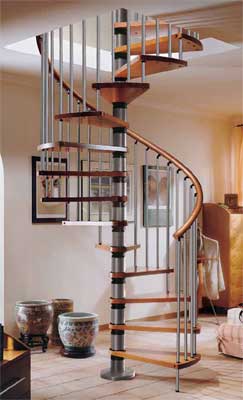 Gamia Wood Spiral Silver Grey Staircase