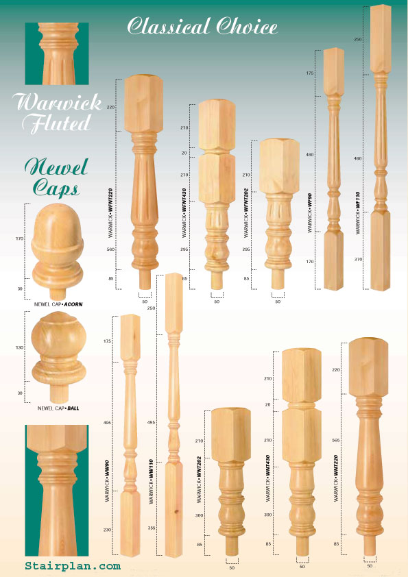 Warwick Fluted stair parts