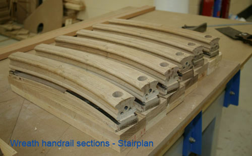 Wreath handrail sections straight off the machine